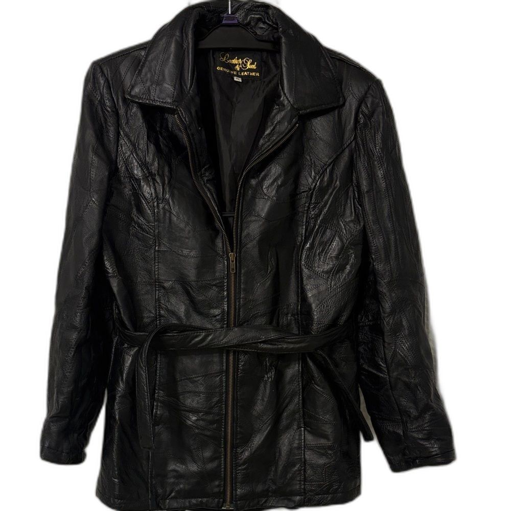 Leather & Soul Patchwork BLACK GENUINE Leather Jacket (Womens XL)